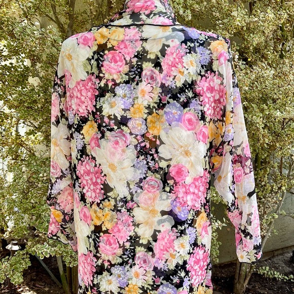 Holly Harp Vintage Flowered Silk Dress, sz S - Picture 5 of 12